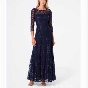 Evening Gown. Navy Blue, full length, very sparkly
